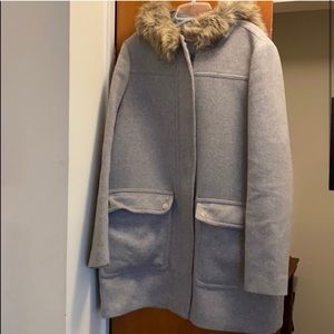 JCrew coat with faux fur hood